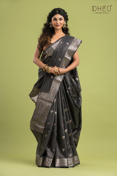 Minakari Muga Silk Saree