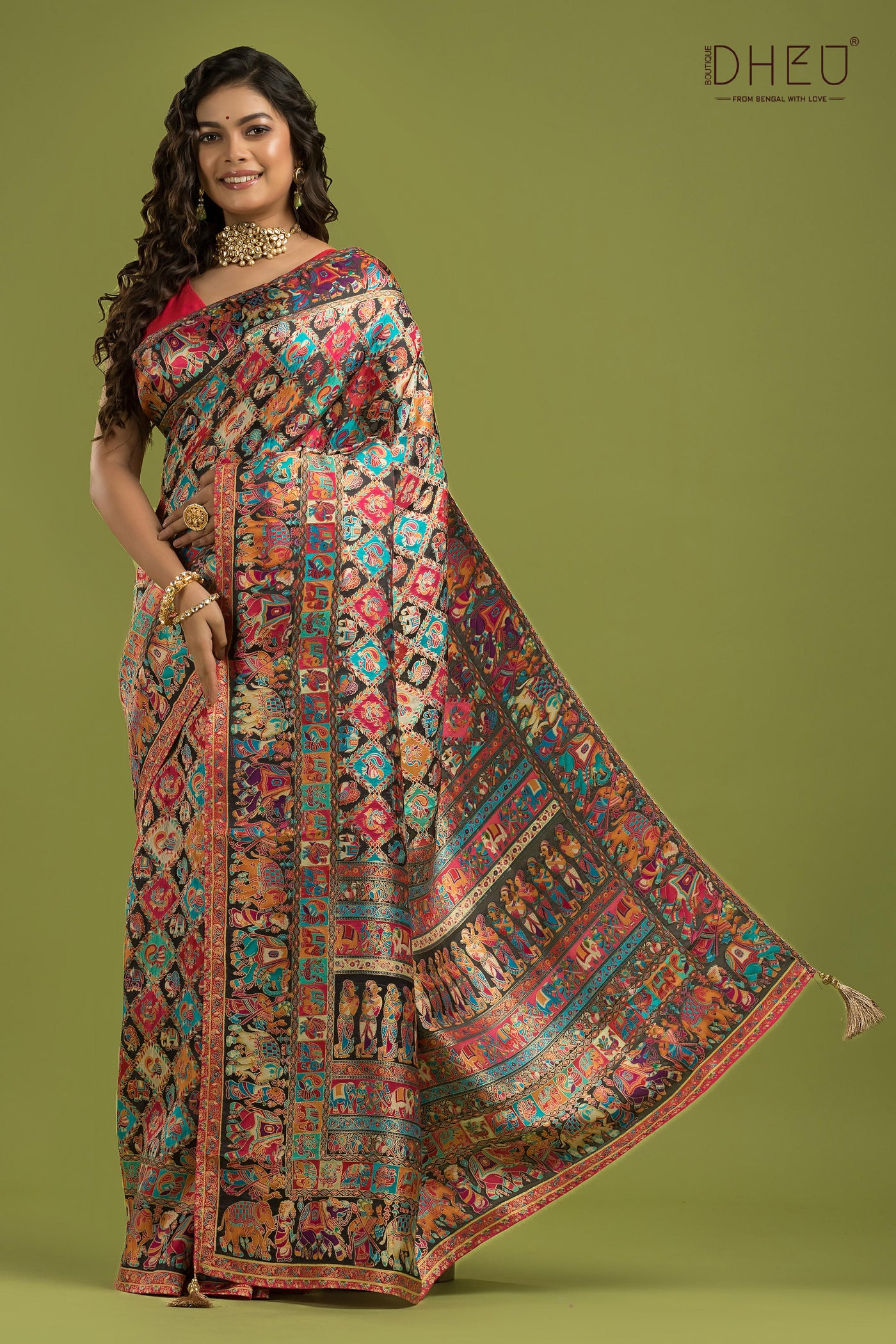 Digital Printed Pattu Silk Saree