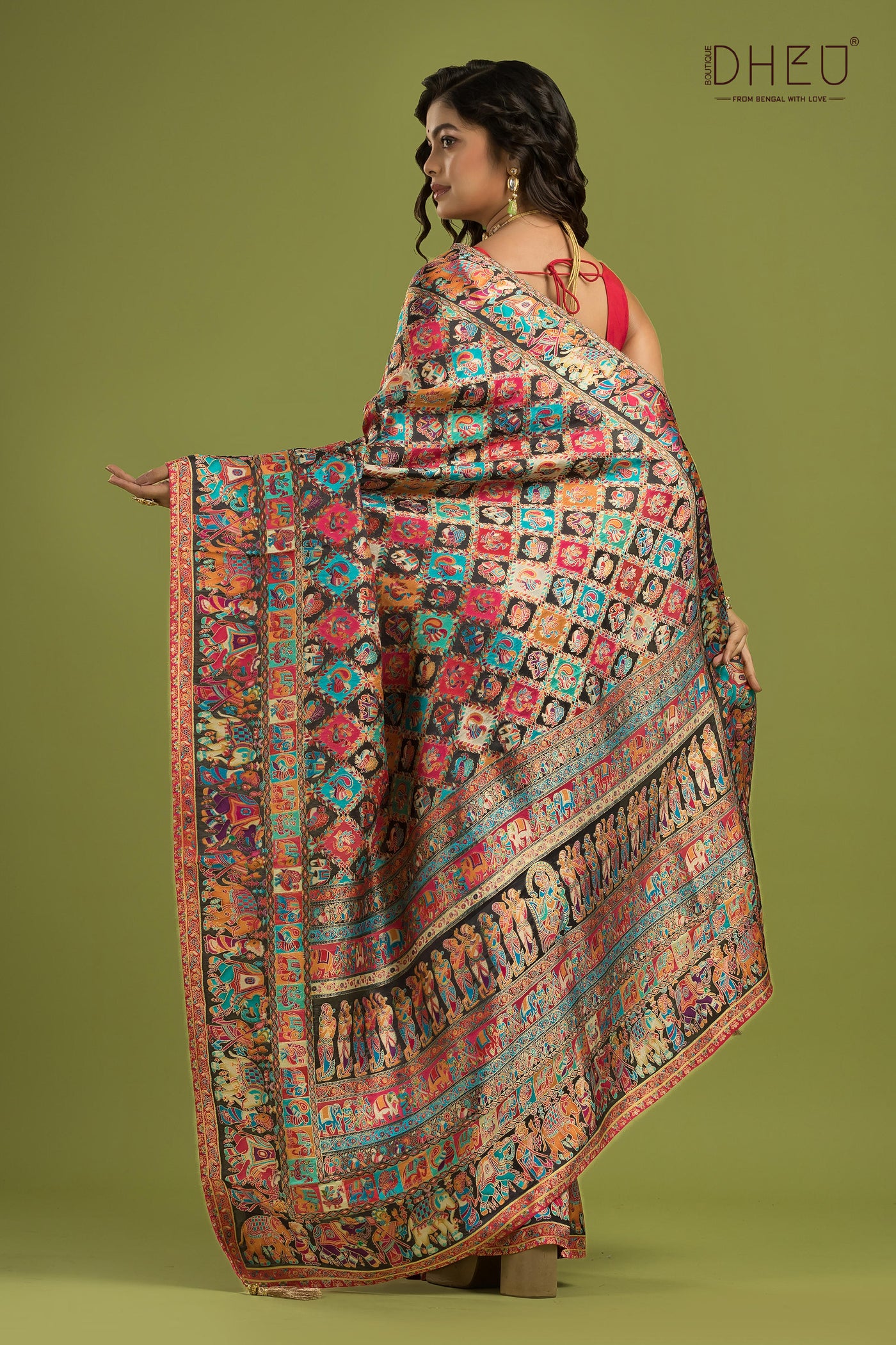 Digital Printed Pattu Silk Saree