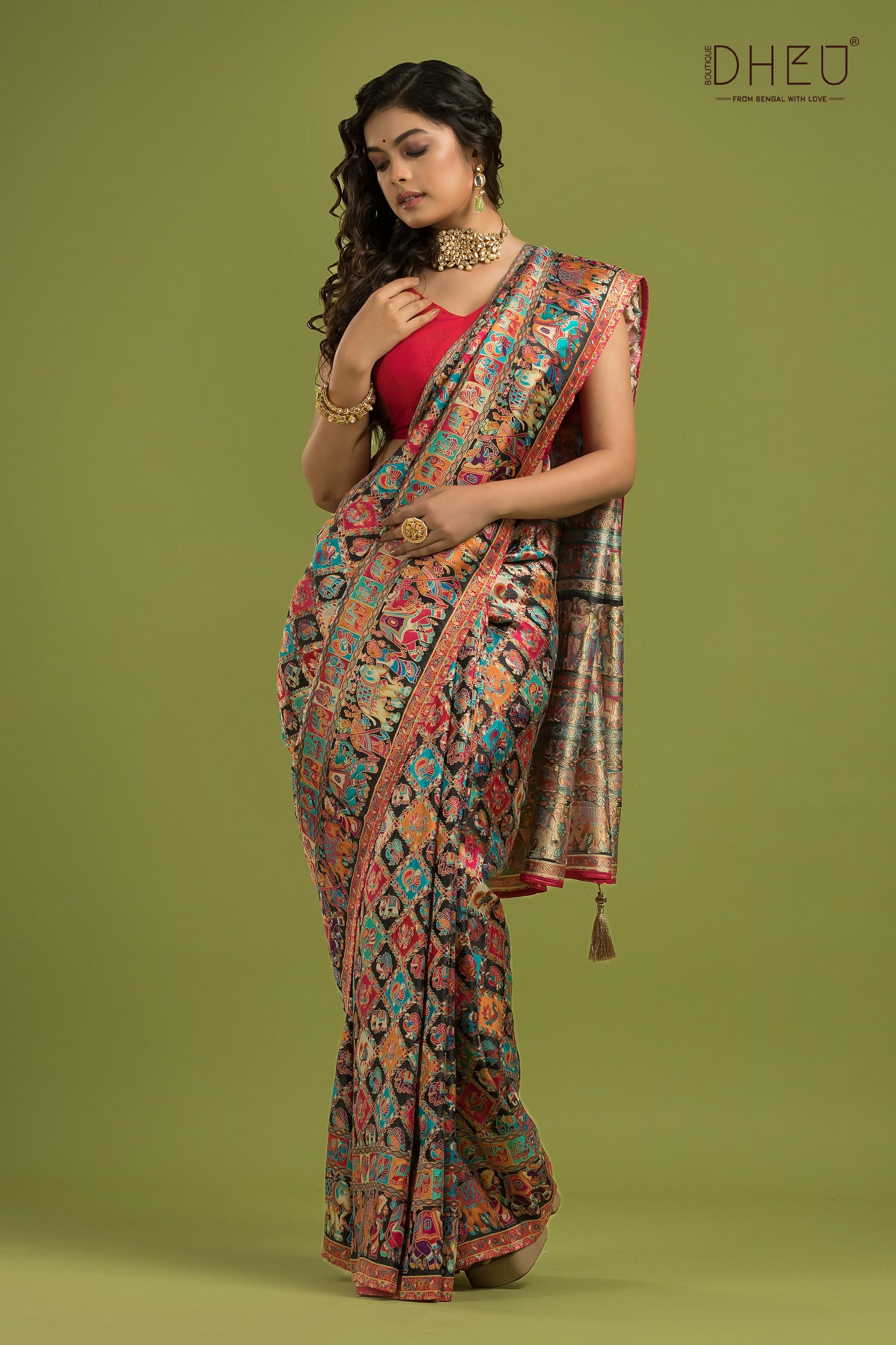 Digital Printed Pattu Silk Saree