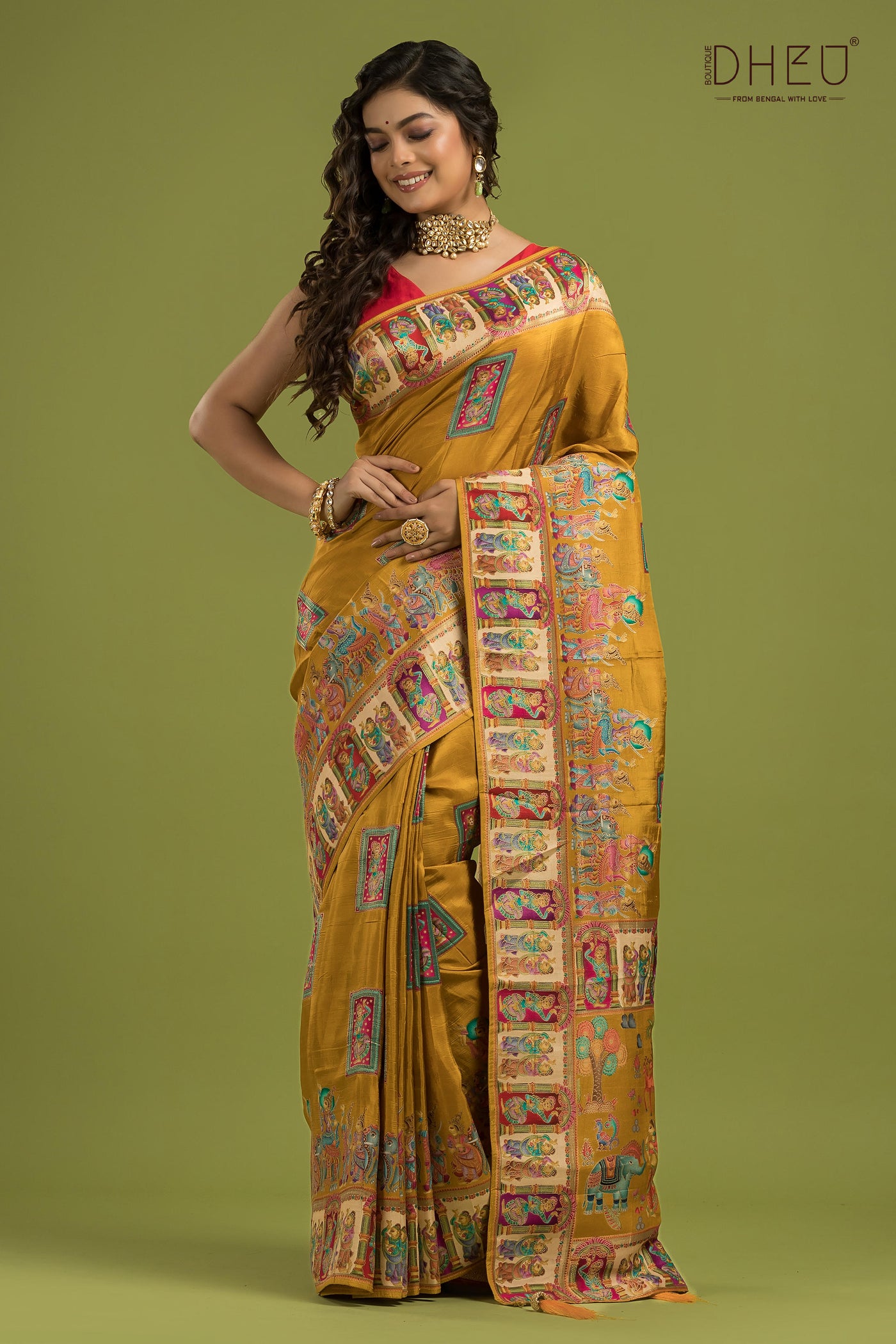 Digital Printed Pattu Silk Saree