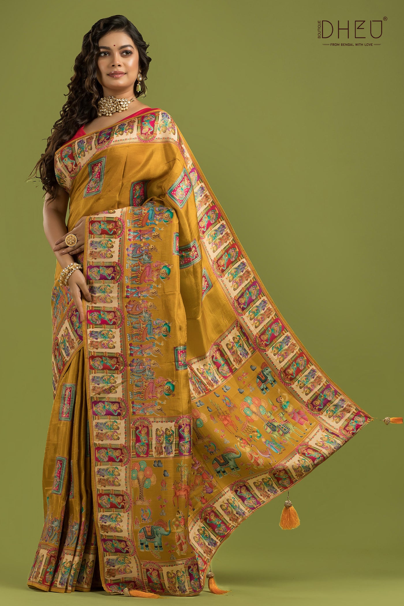 Digital Printed Pattu Silk Saree