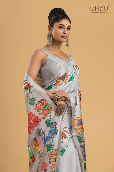 Digital Printed Silk Saree