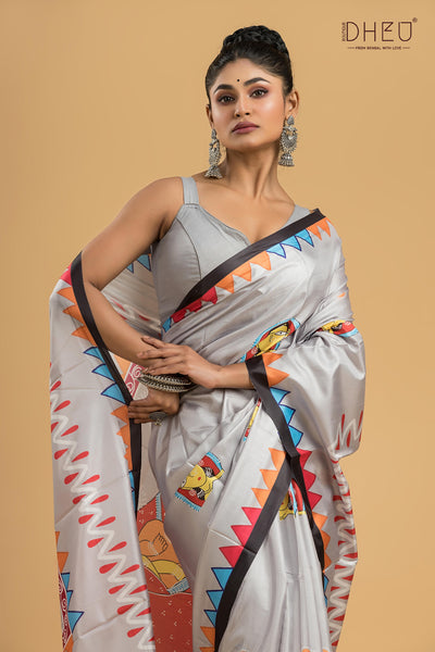 Digital Printed Silk Saree