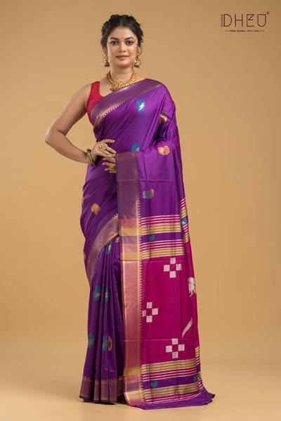 Designer Aam Buti Semi Katan Silk Saree