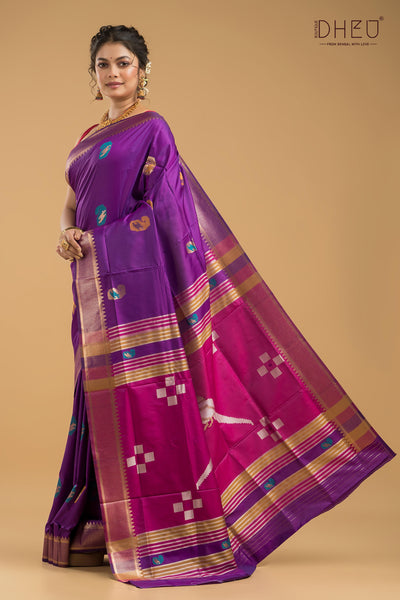 Designer Aam Buti Semi Katan Silk Saree