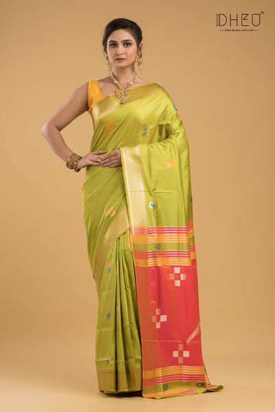 Designer Aam Buti Semi Katan Silk Saree