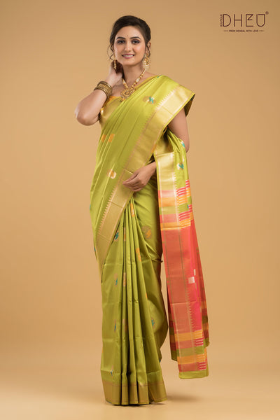 Designer Aam Buti Semi Katan Silk Saree