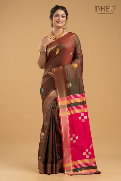 Designer Aam Buti Semi Katan Silk Saree