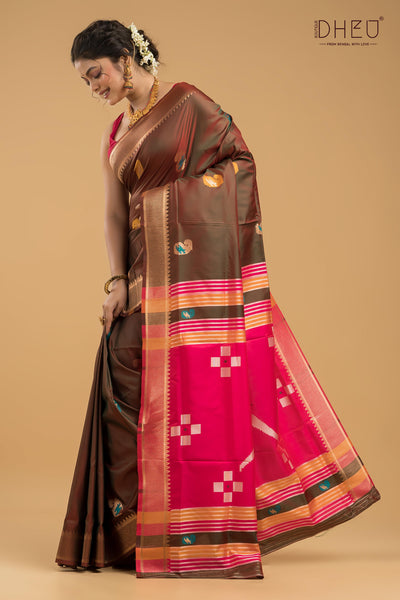 Designer Aam Buti Semi Katan Silk Saree