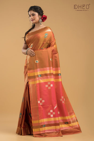 Designer Aam Buti Semi Katan Silk Saree