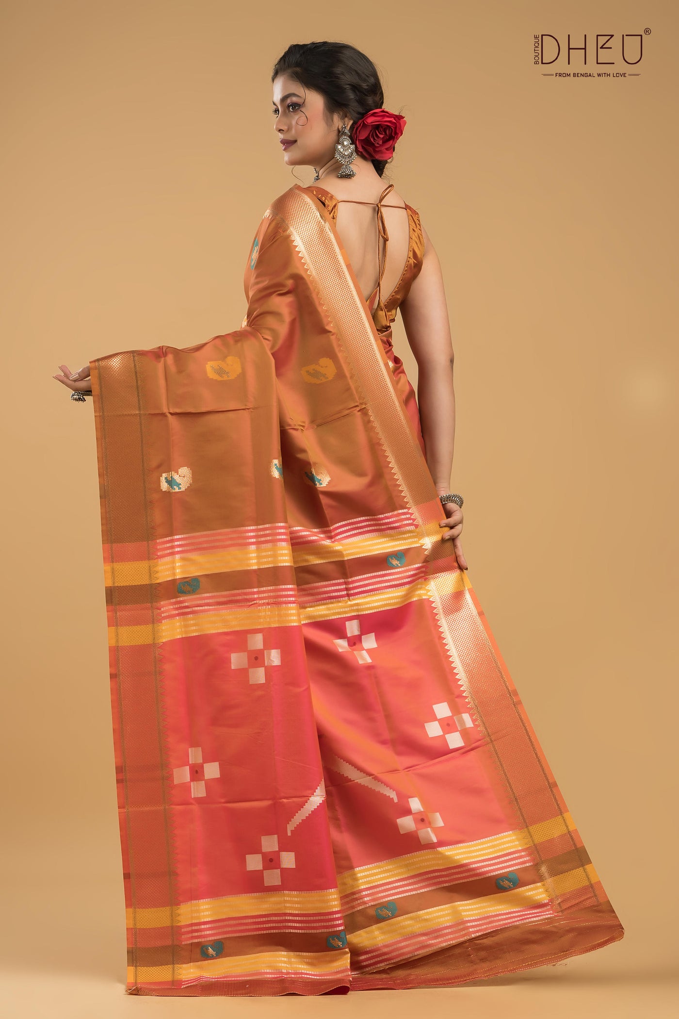 Designer Aam Buti Semi Katan Silk Saree