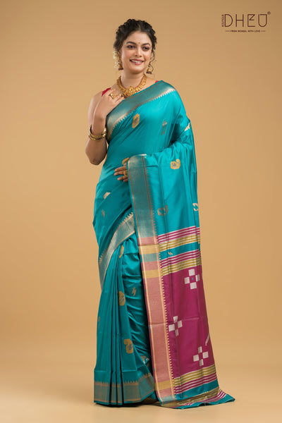 Designer Aam Buti Semi Katan Silk Saree