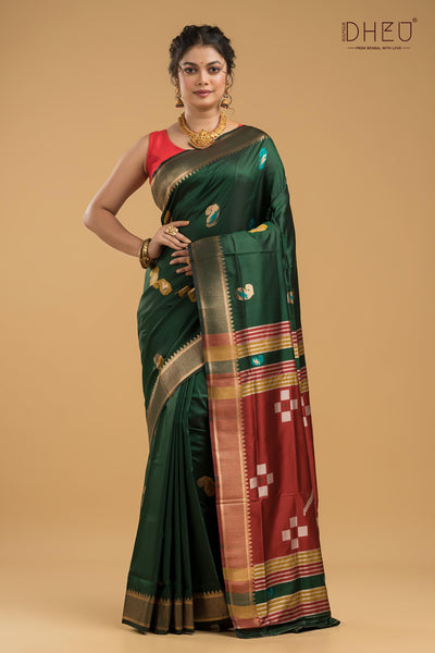 Designer Aam Buti Semi Katan Silk Saree