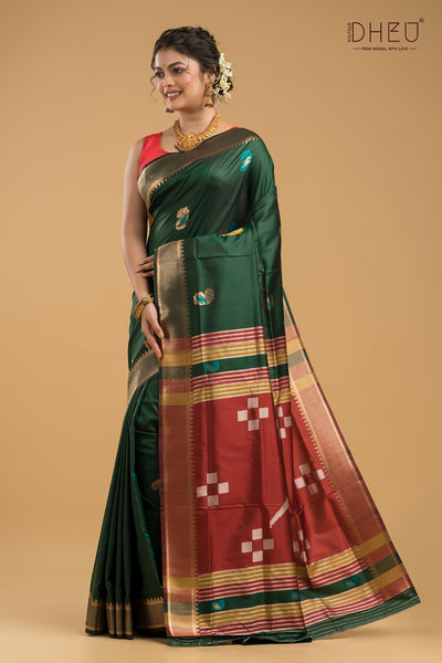 Designer Aam Buti Semi Katan Silk Saree