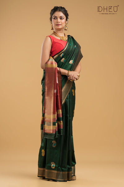 Designer Aam Buti Semi Katan Silk Saree