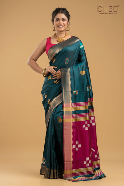 Designer Aam Buti Semi Katan Silk Saree