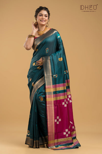 Designer Aam Buti Semi Katan Silk Saree