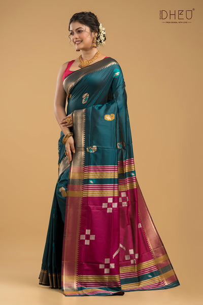 Designer Aam Buti Semi Katan Silk Saree