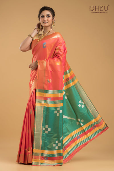 Designer Aam Buti Semi Katan Silk Saree