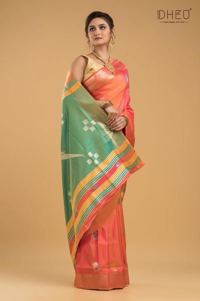 Designer Aam Buti Semi Katan Silk Saree