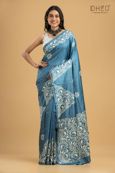 Handloom Printed Silk Saree