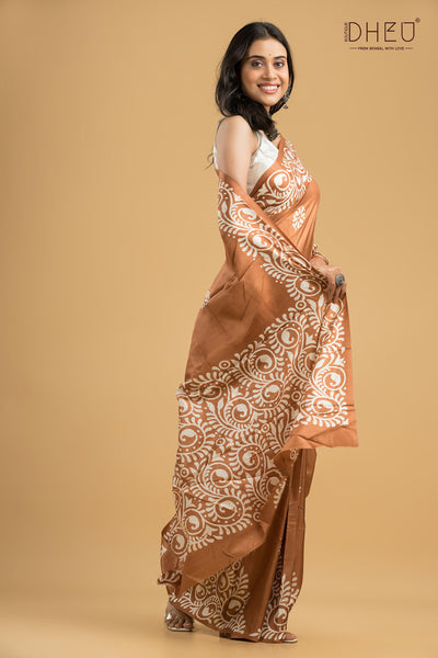 Handloom Printed Silk Saree