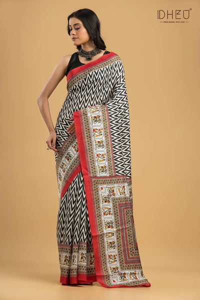 Handloom Printed Silk Saree