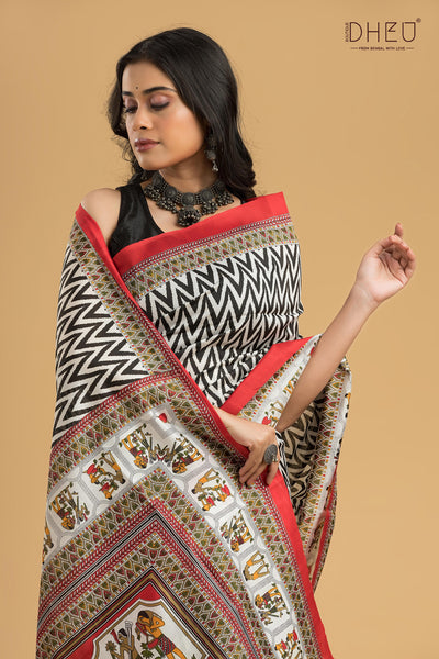 Handloom Printed Silk Saree