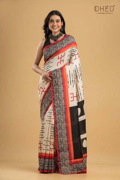 Handloom Printed Silk Saree