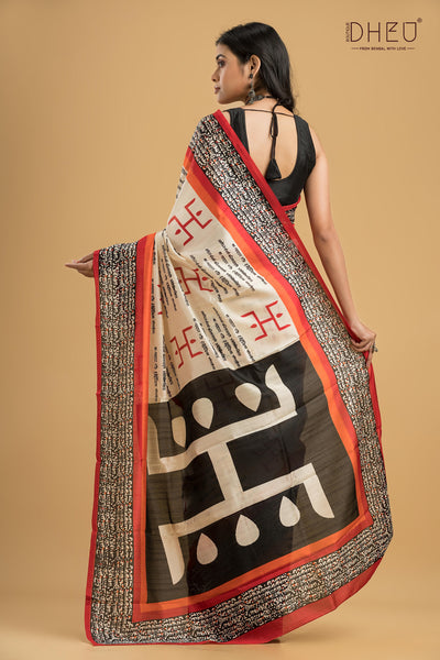 Handloom Printed Silk Saree