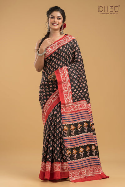 Handloom Printed Silk Saree