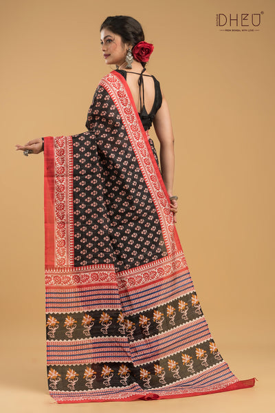 Handloom Printed Silk Saree