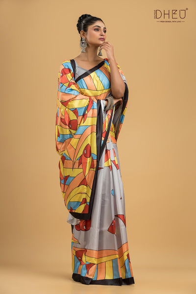 Digital Printed Silk Saree