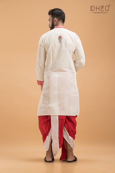 Designer Handprinted Kurta Dhoti(Optional) Set