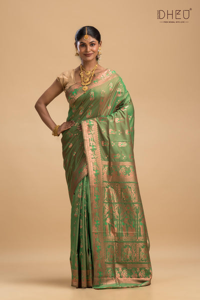 swarnachari blended silk saree at low cost only at dheu.in