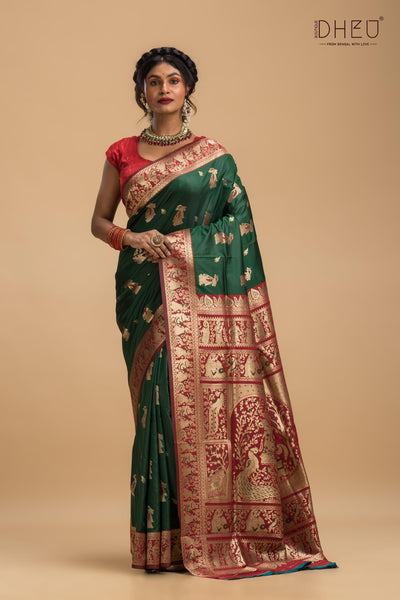 Sinhamukh - Swarnachari Silk Saree