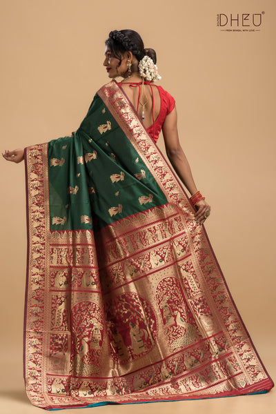 Sinhamukh - Swarnachari Silk Saree