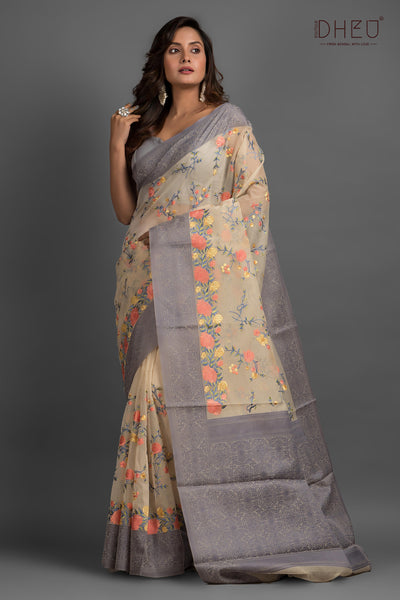 Exclusive Embroidery Kota Silk Saree