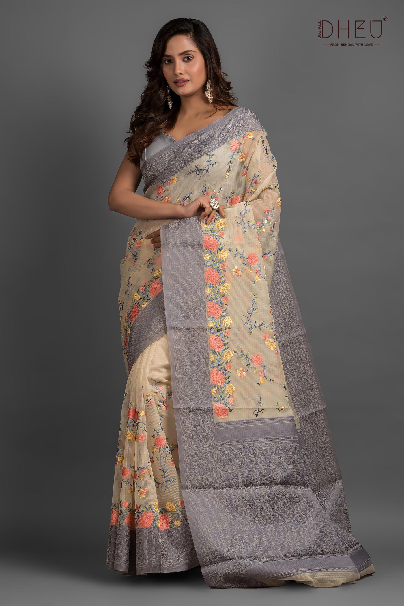 Exclusive Embroidery Kota Silk Saree