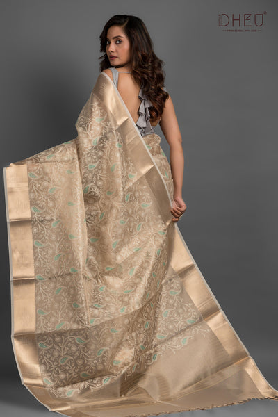 Exclusive Embroidery Kota Silk Saree