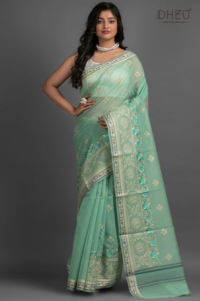 Exclusive Embroidery Kota Silk Saree