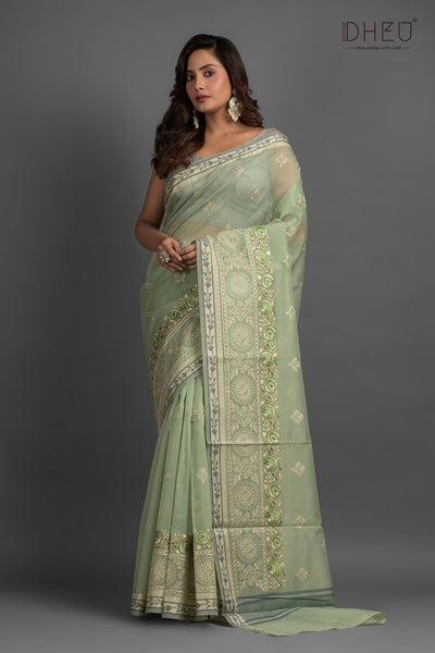 Exclusive Embroidery Kota Silk Saree