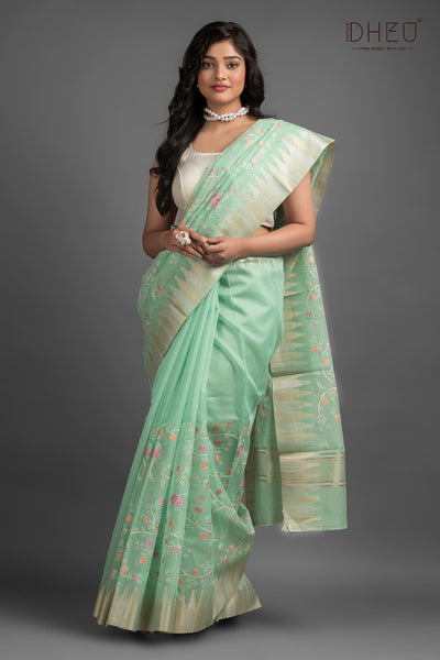 Exclusive Embroidery Kota Silk Saree