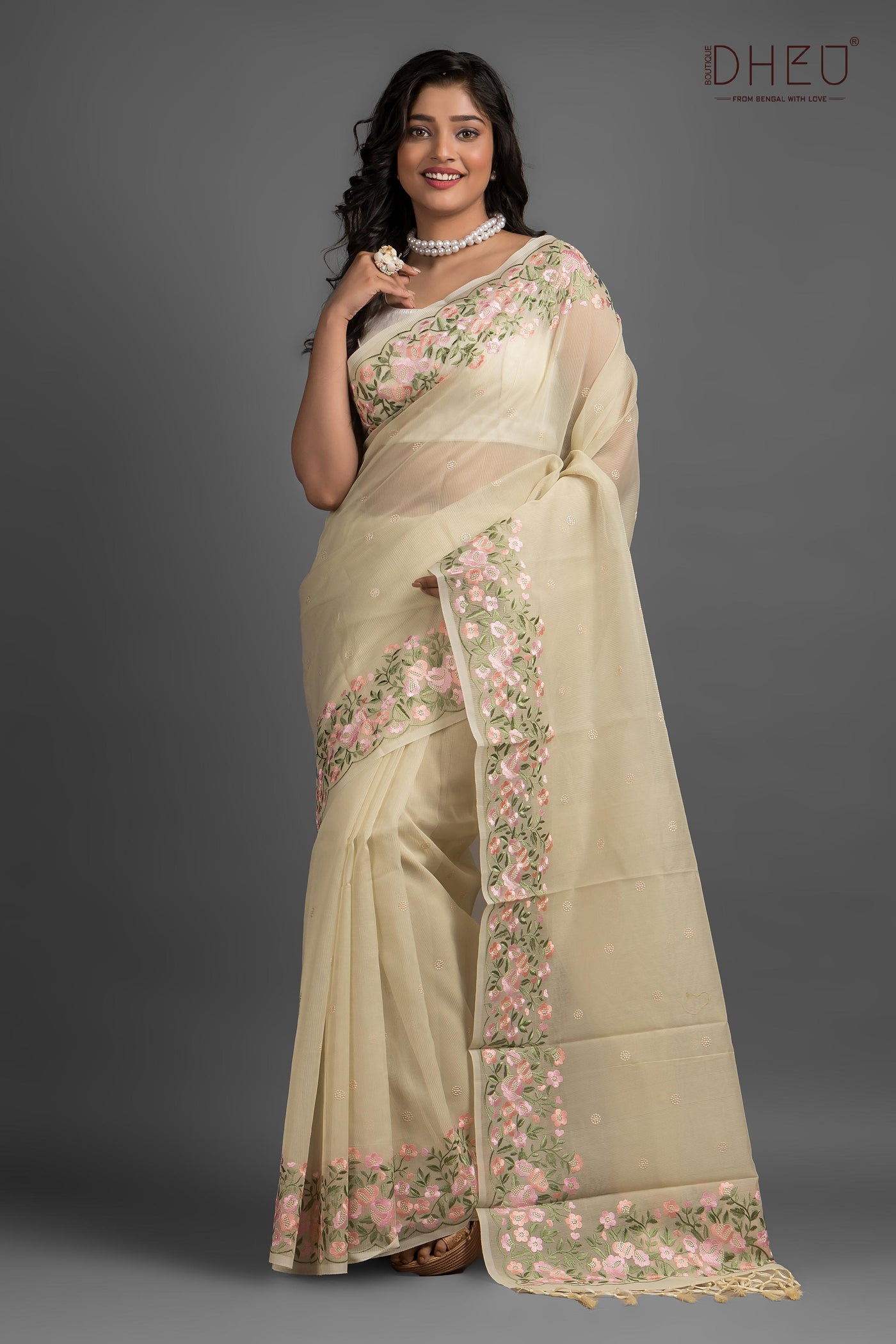 Exclusive Embroidery Kota Silk Saree