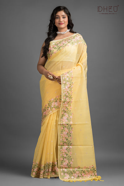 Exclusive Embroidery Kota Silk Saree