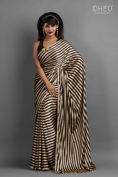 Dheu Exclusive Printed Satin Saree