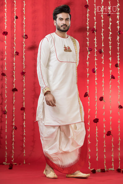 Designer Wedding Silk Kurta & Dhoti(Optional) Set