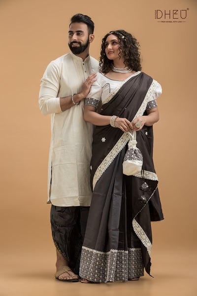 Designer Mekhela & Kurta Couple Set