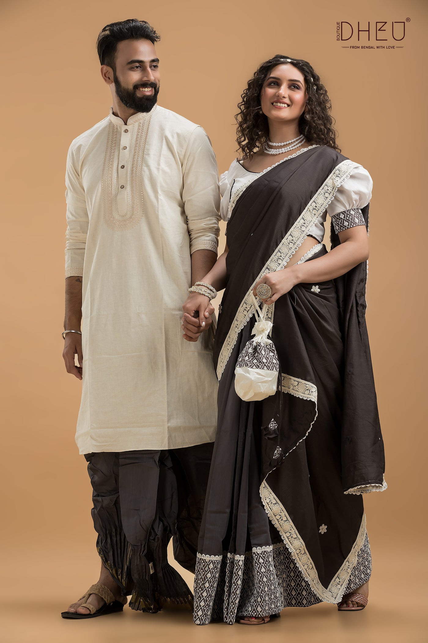 Designer Mekhela & Kurta Couple Set